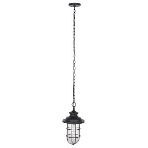 Adelle 9" Outdoor Pendant - PLT7013 - Black - Safavieh - 1 of 4