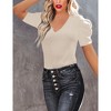 Clearlove Puff Short Sleeve Sweater for Women Tops 2025 Knit V Neck Shirt Blouses - 2 of 4
