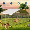 10x10x6ft Large Outdoor Dog Kennel with waterproof UV cover & galvanized frame for backyard/farm. - 3 of 4