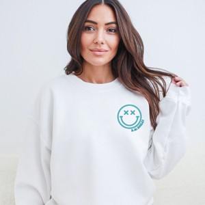 Simply Sage Market S.W.Smiley Embroidered Simple Wink Bold Sweatshirt - 1 of 4