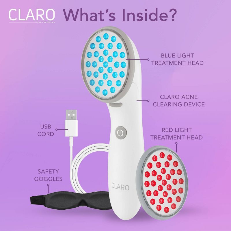 Spa Sciences CLARO FDA-Cleared RED/BLUE LED Acne Treatment Device, 6 of 19