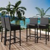 Two sets of outdoor bar stools, wicker patio stools and rattan bar chairs (without armrests), outdoor bar chairs with soft seat cushions. - 3 of 4