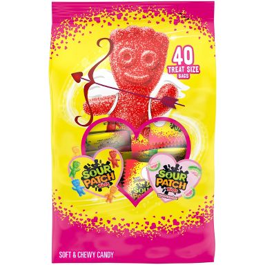 Sour Patch Kid's Watermelon Valentine Classroom Exchange Candy - Treat Size - 18.69oz/40ct