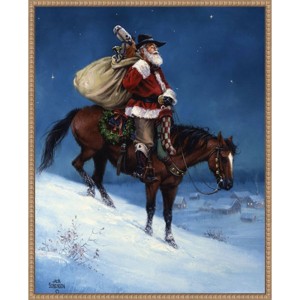 Amanti Art 23"x28" A Cowboy Christmas by Jack Sorenson Framed Canvas Wall Art Print - 1 of 4