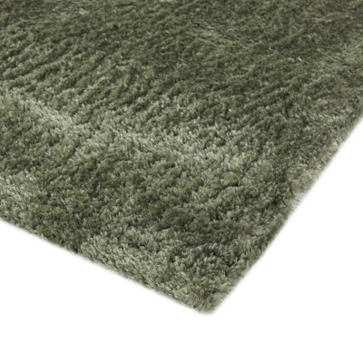 Green and White Geometric Synthetic Area Rug
