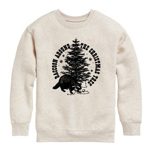 Boys' - Instant Message - Raccoon Around The Christmas Tree Graphic Long Sleeve Fleece Sweatshirt - 1 of 4