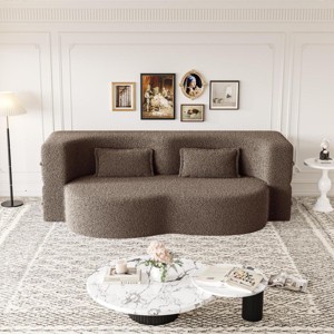 Accent Sofa Bed Modern Convertible Floor Couch with 2 Pillows for Living Room Guest Use ch Width - 3irtyhousy - 1 of 4