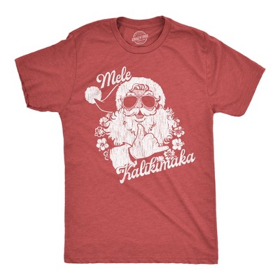 Mens Funny T Shirts Mele Kalikimaka Santa Sarcastic Hawaiian Christmas Graphic Tee For Men - Crazy Dog Men's T Shirt