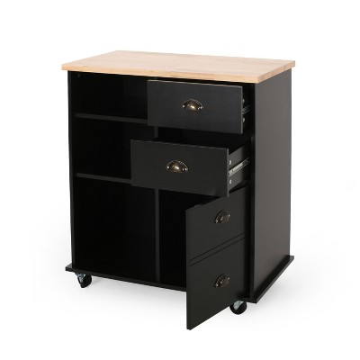 NicBex 31.5Inch Rolling Kitchen Island with 2 Drawers and 1 Door,Mobile Kitchen Island Cart with 3 Shelves,Black/Gray