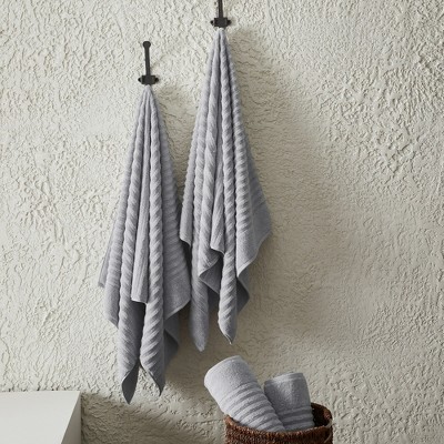 Light Grey Combed Cotton Ribbed Hand Towel Set (Pack of 6)