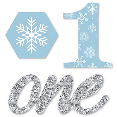 Big Dot of Happiness Onederland - Shaped Holiday Snowflake Winter Wonderland Birthday Party Cut-Outs - 24 Count