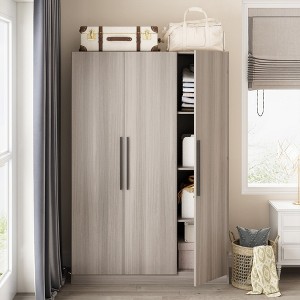 FUFU&GAGA Modern Grey Clothes Organiser 3 Door Wardrobe Bedroom Clothes Solutions - 1 of 4
