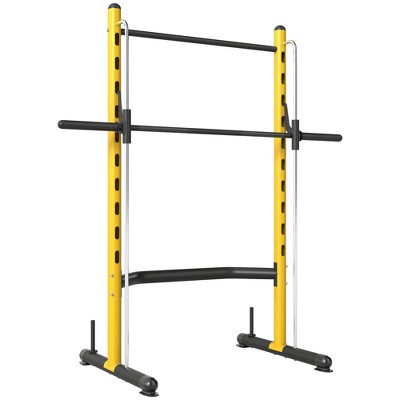 Soozier Adjustable Squat Rack with Pull Up Bar and Barbell Bar, Multi-Function Bench Press Weight Lifting Equipment