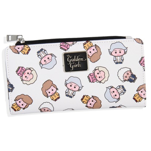 Golden Girls Wallet Chibi Character Zip Closure Faux Saffiano Leather  Wallet White