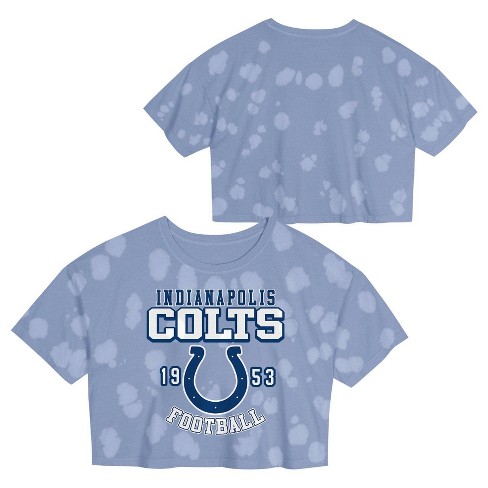 Nfl Indianapolis Colts Girls Short Sleeve Bubble Tie dye Cropped T shirt Target