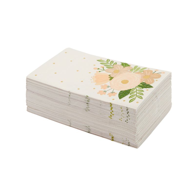 Sparkle and Bash 100 Pack Floral Paper Napkins for Wedding, Bridal Shower (2 Sizes), 3 of 9