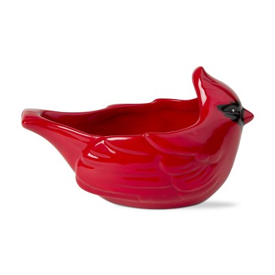 tagltd Cardinal Red Ceramic Serving Bowl - 9oz Capacity, Dishwasher Safe, Perfect for Christmas - 4.25" H x 6.7" L x 3.96" W