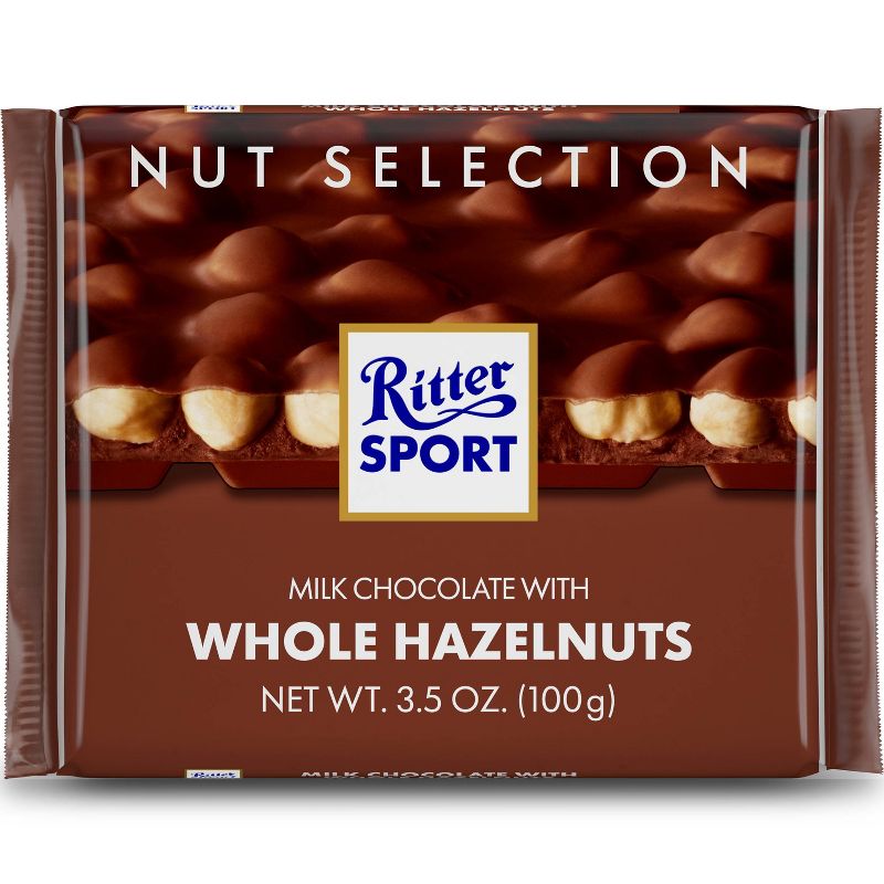 Ritter Sport Milk Chocolate with Whole Hazelnuts Candy Bar - 3.5oz, 1 of 6