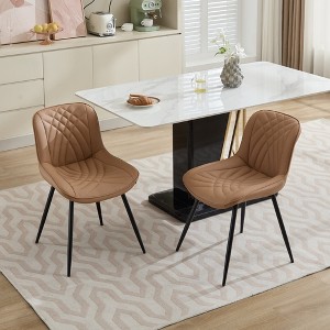 VYNXARIA Dining Chairs Set of 2 Mid Century Modern Kitchen Chair Comfortable Upholstered Faux Leather Dinner Chairs for Kitchen Dining Room, Khaki - 1 of 4