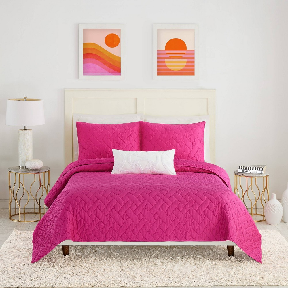 Photos - Duvet 3pc Full/Queen Dream Weaver Coverlet Set Pink - Trina Turk