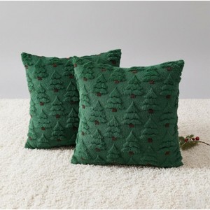 LISM Christmas Tree Pillowcases,Faux Fur Wool Throw Pillow Covers Set of 2 - 1 of 4