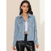 INSPIRE CHIC Women's Turn-Down Collar Flap Pockets Snap Button Faux Suede Jacket - 2 of 4