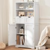 USIKEY Tall Bathroom Cabinet with Adjustable Shelf & Doors, Storage Cabinet with 2 Drawers, Bathroom Floor Cabinet for Living Room, White - 2 of 4