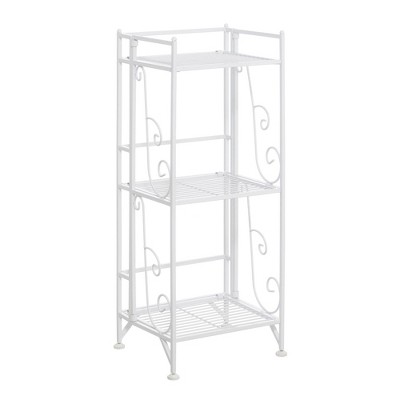 32.5" Extra Storage 3 Tier Folding Metal Shelf with Scroll - Breighton Home
