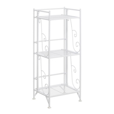 32.5 3 Tier Folding Metal Shelf Black - Breighton Home