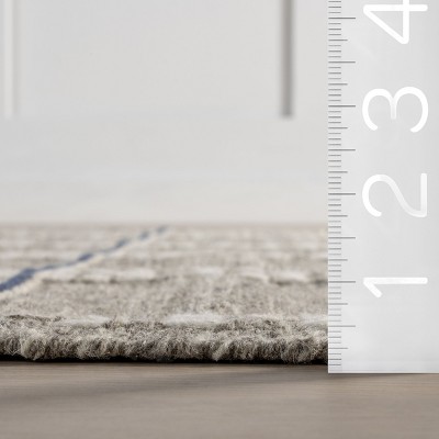 Morgan Gray Geometric Check Wool and Cotton 3' x 5' Area Rug