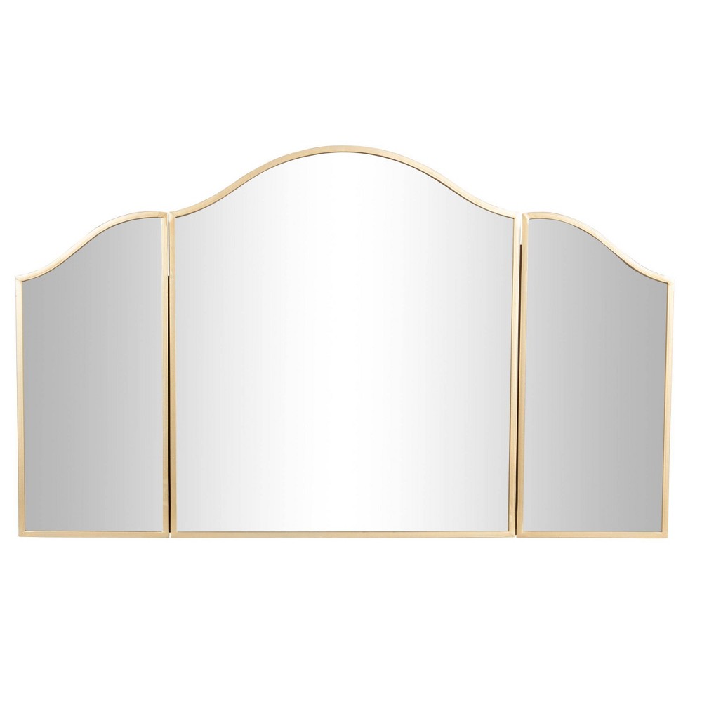 Photos - Wall Mirror Metal Arched  with Folding Sides Gold - Olivia & May