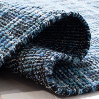 Blue Geometric Handwoven Wool Kilim Area Rug, 3' x 5'