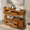 Bella Depot Curved 43'' Wood Console Table with 3 Drawers, Narrow Entry Table Sofa Table with Storage Shelf and Solid Wood Legs - 2 of 4