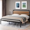 King Size Bed Frame w/Wood Headboard, Easy Assembly Metal Platform Bed w/ Noise Free Heavy Duty Steel Slats Support, Under-Bed Storage - 3 of 4