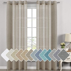 Natural Linen Blended Semi-Sheer Curtains Privacy Assured with Nickel Grommet for Living Room - 1 of 4