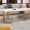 TIRAMISUBEST Modern Oval Coffee Table with Cut-Out Pattern Metal Stainless Steel Frame, Center Table Cocktail Table for Living Room - 4 of 4