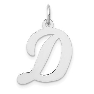 Black Bow Jewelry 14k White Gold, Madison Collection LG Classic Script Initial D Pendant - 1 of 4
