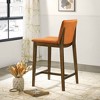 Vynxaria Orange Dining Chairs - Mid-Century Vegan Leather Counter Seating - 2 of 4