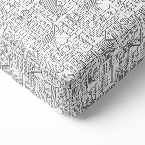 Bacati - Cityscape Gray on white background 100 percent Cotton Universal Baby US Standard Crib or Toddler Bed Fitted Sheet - 1 of 4