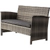 Balkene Home 63177 Patio Sense Jareth All Wicker Wicker Conversation Sofa, Two Armchairs & Table Cushions Included For Outdoor - Set of 4 Pieces - 2 of 4