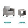 Sonkuki 3-Piece Patio Sofa Set Outdoor Wicker Rattan Furniture Set Conversation Set with Side Table, Cushions - 2 of 4