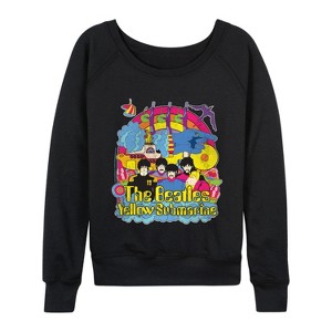Women's - The Beatles - Vintage Yellow Submarine Lightweight French Terry Wide Neck Long Sleeve Graphic Shirt - 1 of 4