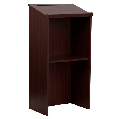 Mahogany Finish Adjustable Shelf Standing Lectern