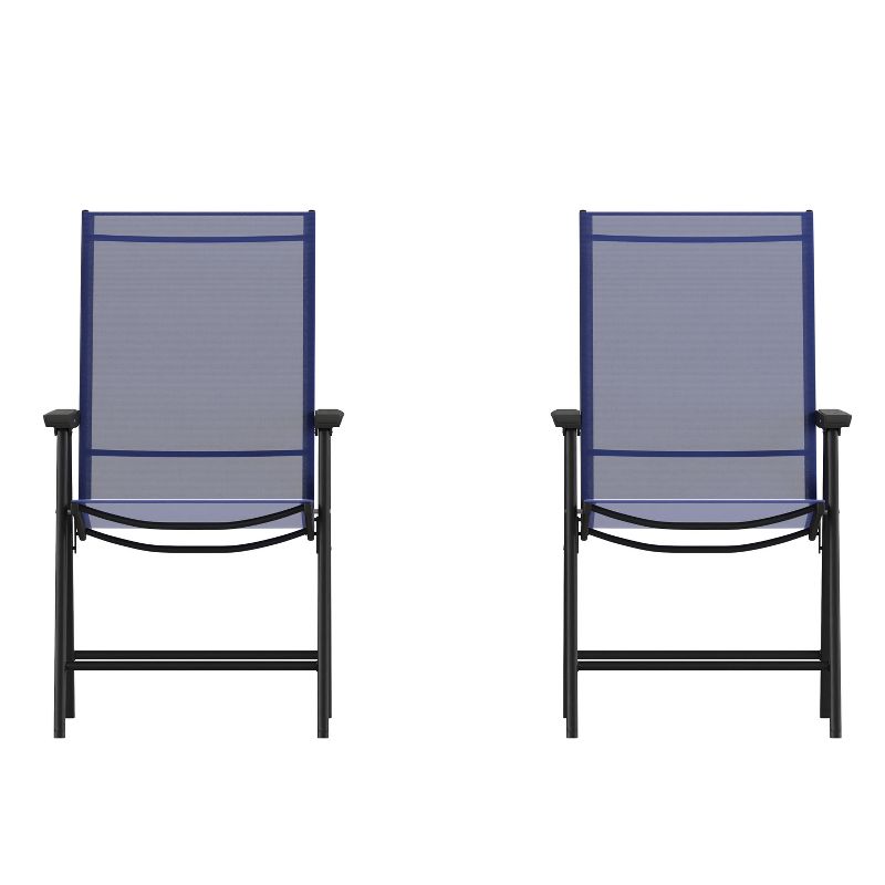 Emma and Oliver Outdoor Folding Patio Sling Chair / Portable Chair (2 Pack), 1 of 12