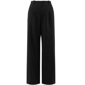 INSPIRE CHIC Women's Work Pleated Front Formal Office Straight Trousers with Pockets - 1 of 4