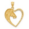 Black Bow Jewelry 14k Yellow Gold Horse Head and Heart Pendant, 22mm - 3 of 4