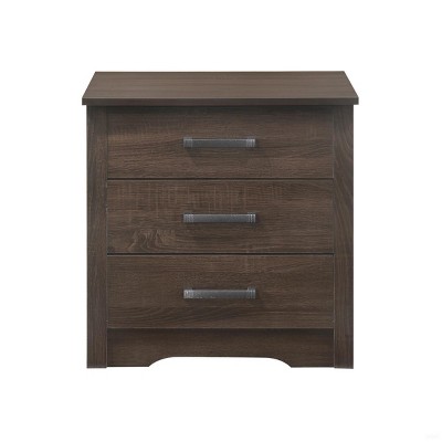 GlasFlength Nightstands Nightstand Modern Bedside Table Accent Bedside End Table with 3 Drawers for Bedroom Modern, Brown, 22"*18"*23"