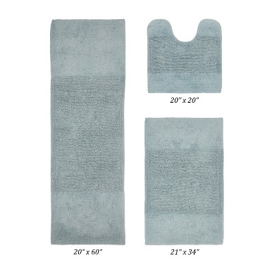 Granada 3 Piece Bath Rug Set 100% Premium Cotton Tufted Non-Slip Backing Bathmats for Bathroom, Super Soft Absorbent, Machine Washable
