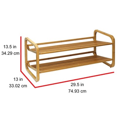 Natural Bamboo 2-Tier Stackable Shoe Rack