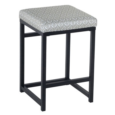 24-Inch Backless Light Gray Print Metal Counter Stool